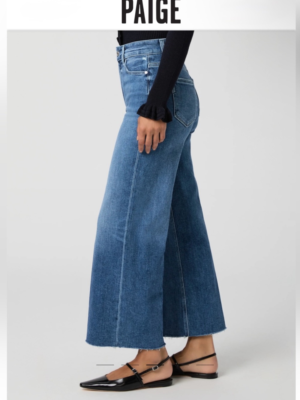 Paige Anessa Wide-Leg Blue Women Jeans size 29 pre owned $178